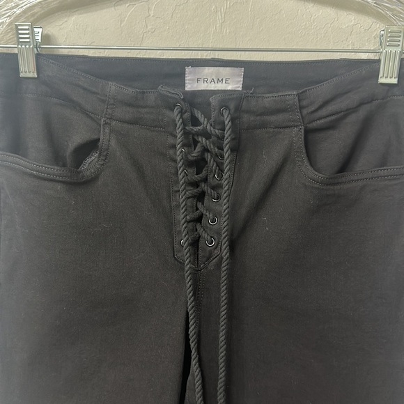 Frame black corded lace up skinny jeans size 30. - Picture 6 of 9